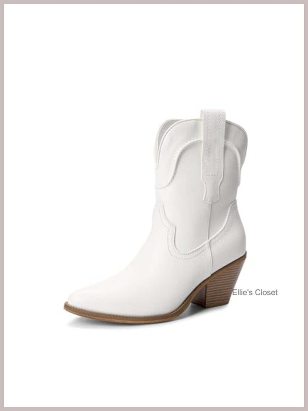Western Ankle Boots Faux Leather Pointed Toe Cowboy Booties Low Heel